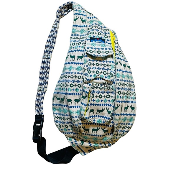 KAVU Retired Deer Print Cotton Canvas Hiking Outdoor Rope Sling/Backpack Bag - Picture 1 of 16